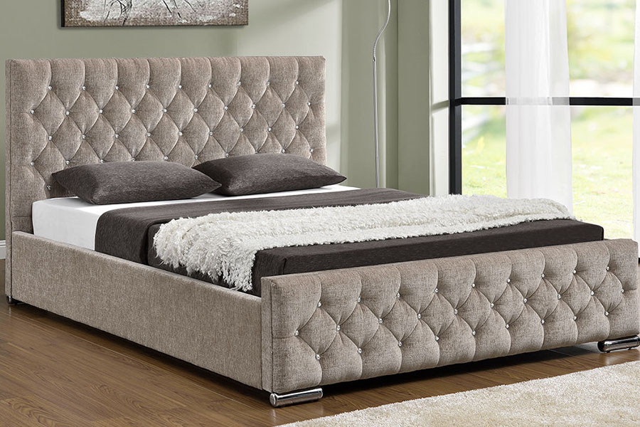 Cadre de lit capitonné de luxe avec rangement en velours pour très grand lit 1151G