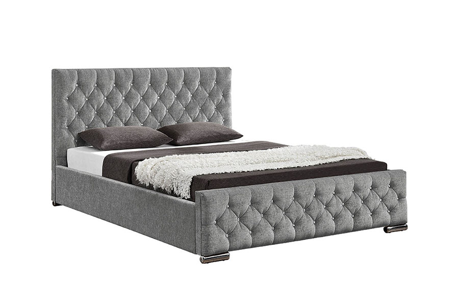 Cadre de lit capitonné de luxe avec rangement en velours pour très grand lit 1151G