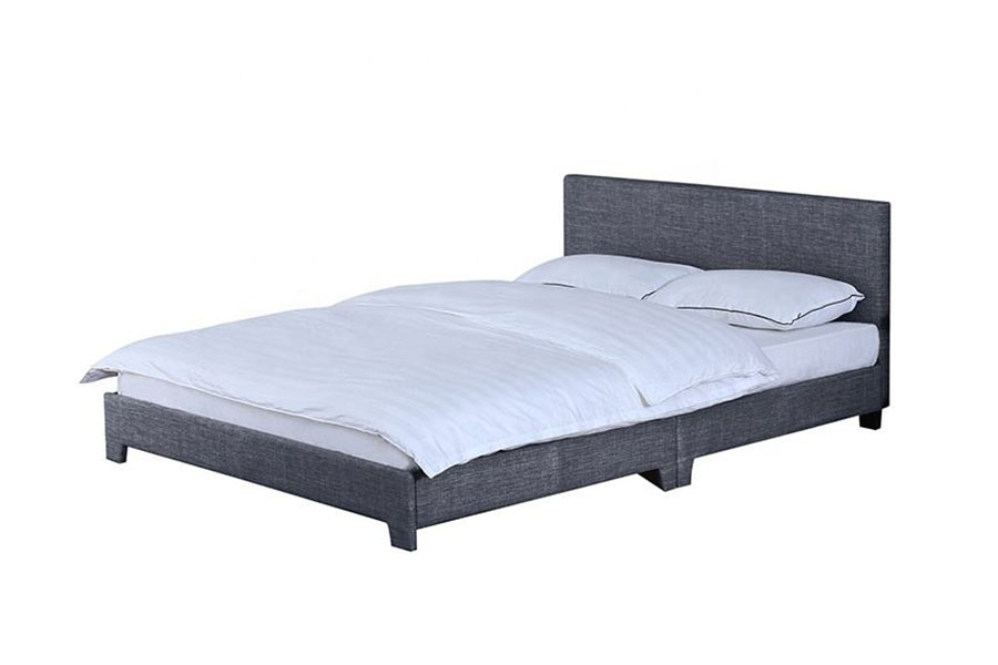 1142-2 Cadre de lit Queen en bois en tissu lin de style américain