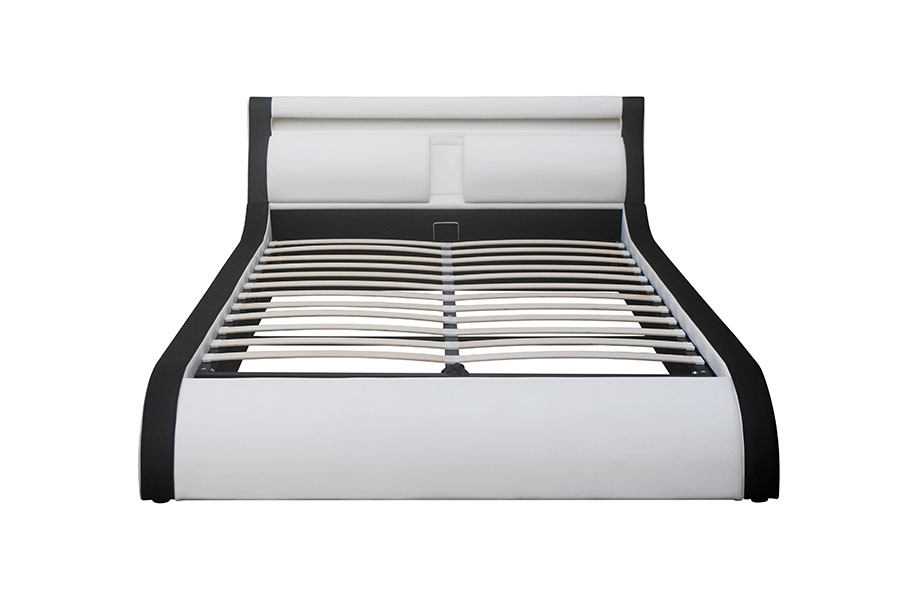 1175-1G Coussin Soft LED Ascenseur à gaz Ottoman Lit en cuir PU