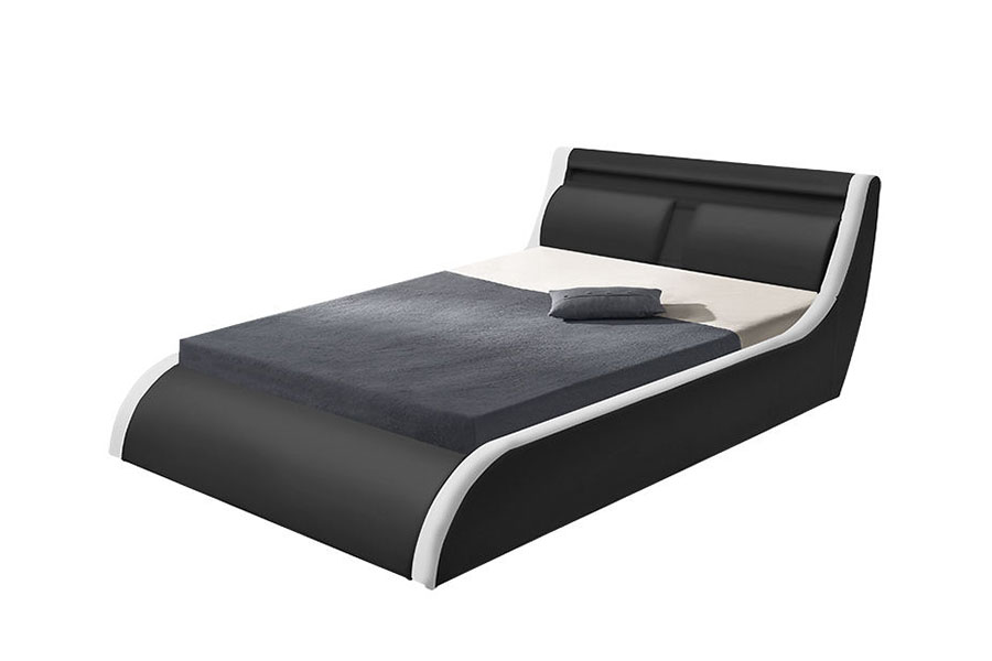 1175-1G Coussin Soft LED Ascenseur à gaz Ottoman Lit en cuir PU