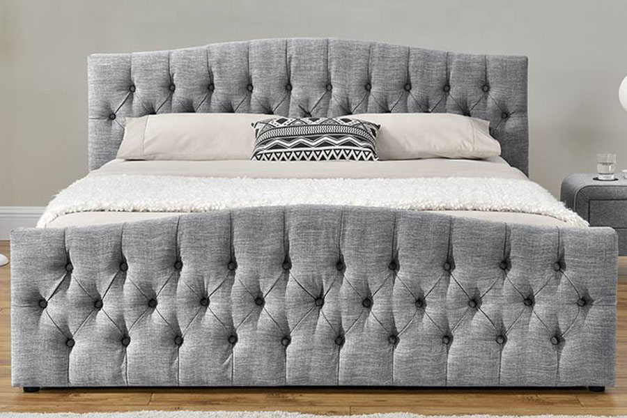 Lit de rangement à panneau souple Ottoman avec vérin à gaz en tissu de lin 1173G