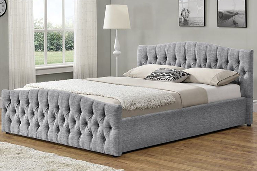 Lit de rangement à panneau souple Ottoman avec vérin à gaz en tissu de lin 1173G