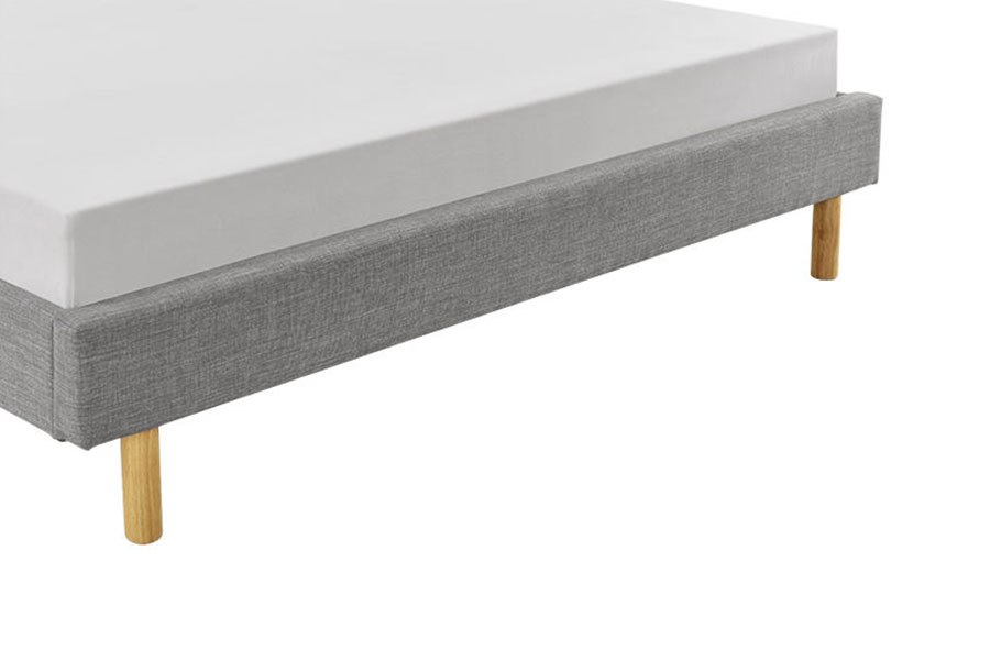 1159B Lit simple moderne en tissu de lin avec pieds en bois de haute qualité