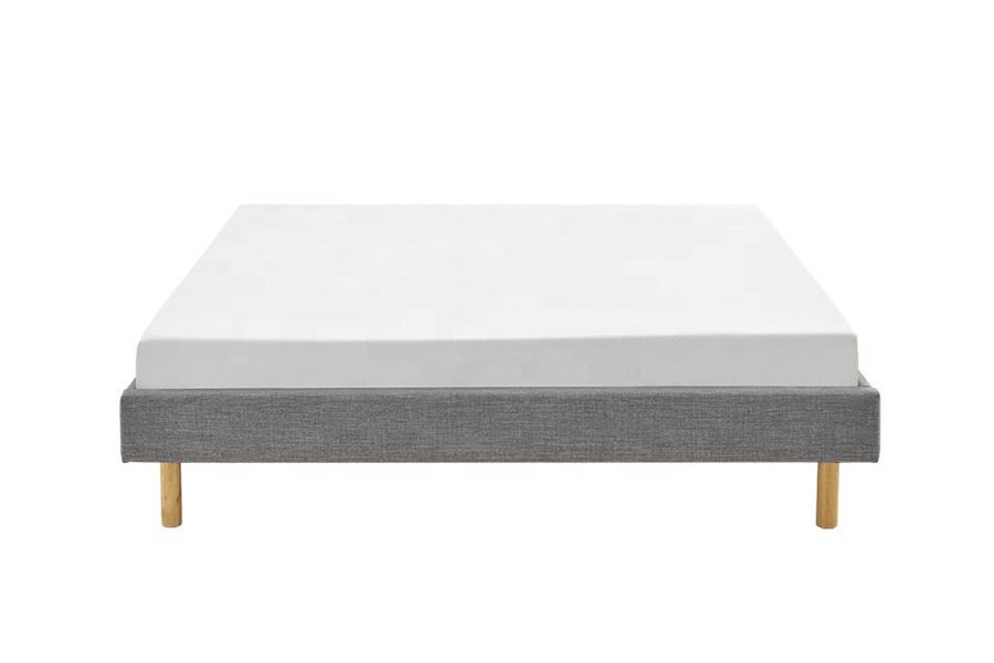 1159B Lit simple moderne en tissu de lin avec pieds en bois de haute qualité