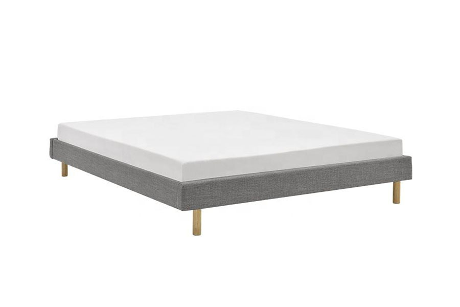 1159B Lit simple moderne en tissu de lin avec pieds en bois de haute qualité