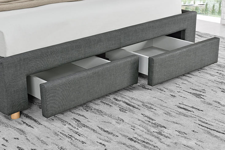 Cadre de lit de rangement rembourré en tissu minimaliste à quatre tiroirs 1216D