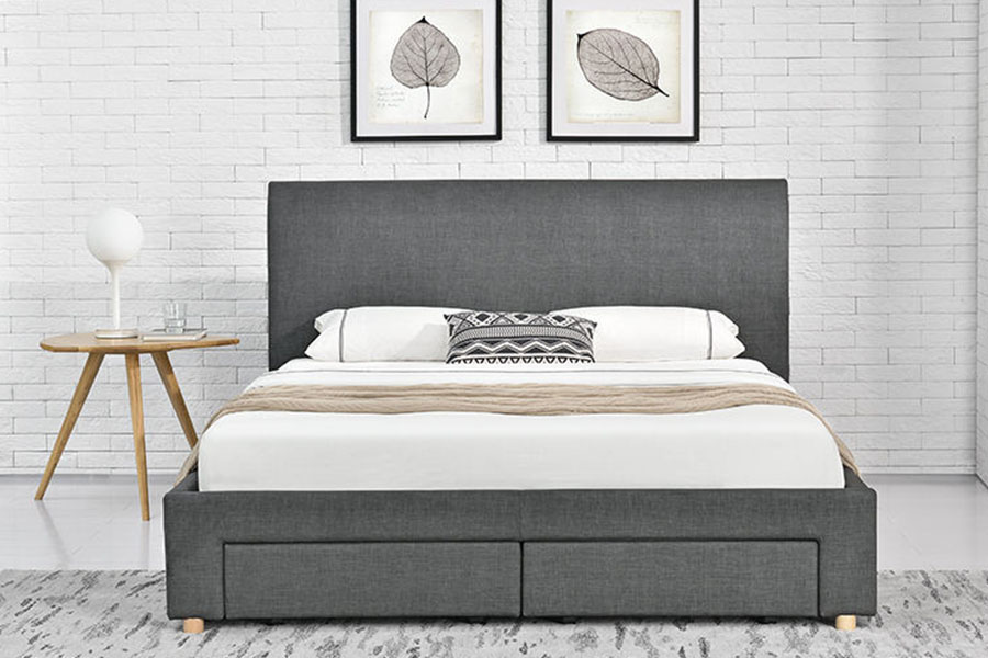 Cadre de lit de rangement rembourré en tissu minimaliste à quatre tiroirs 1216D
