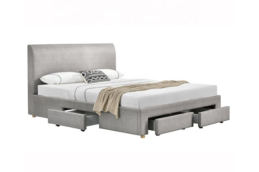 Cadre de lit de rangement rembourré en tissu minimaliste à quatre tiroirs 1216D