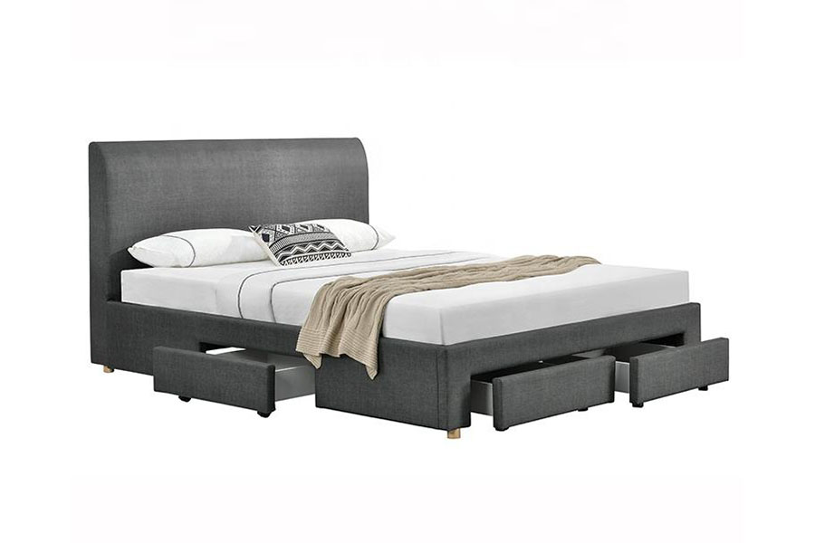 Cadre de lit de rangement rembourré en tissu minimaliste à quatre tiroirs 1216D