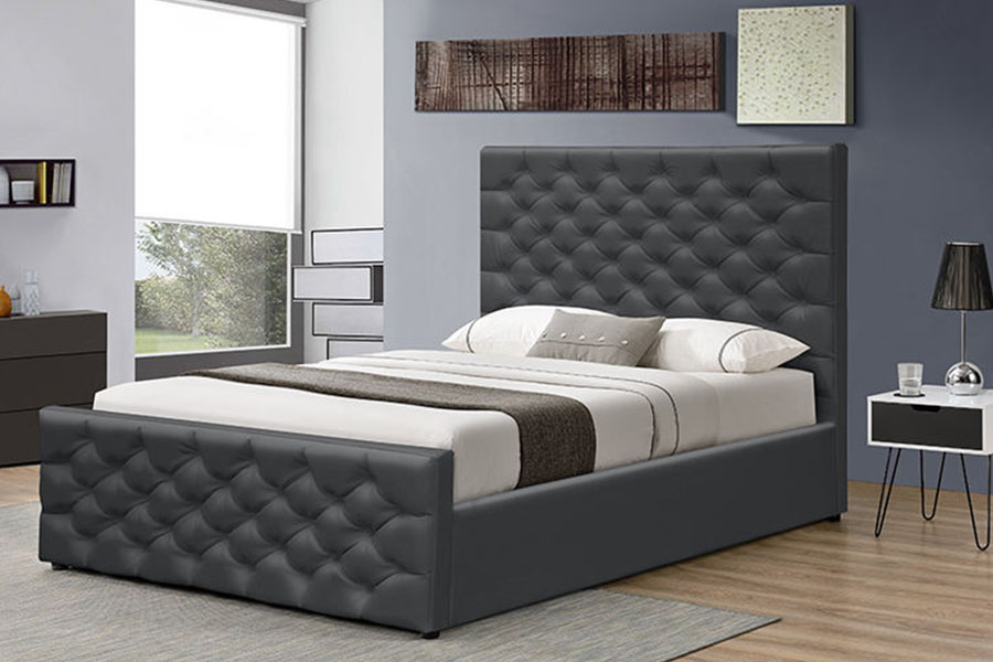 1208G Cadre de lit avec rangement ottoman en velours chenille Chesterfield