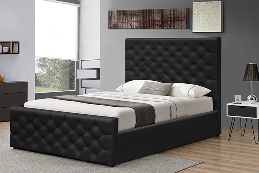 1208G Cadre de lit avec rangement ottoman en velours chenille Chesterfield