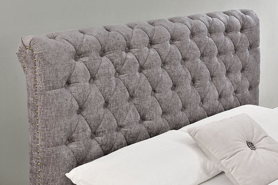 1208G Cadre de lit avec rangement ottoman en velours chenille Chesterfield