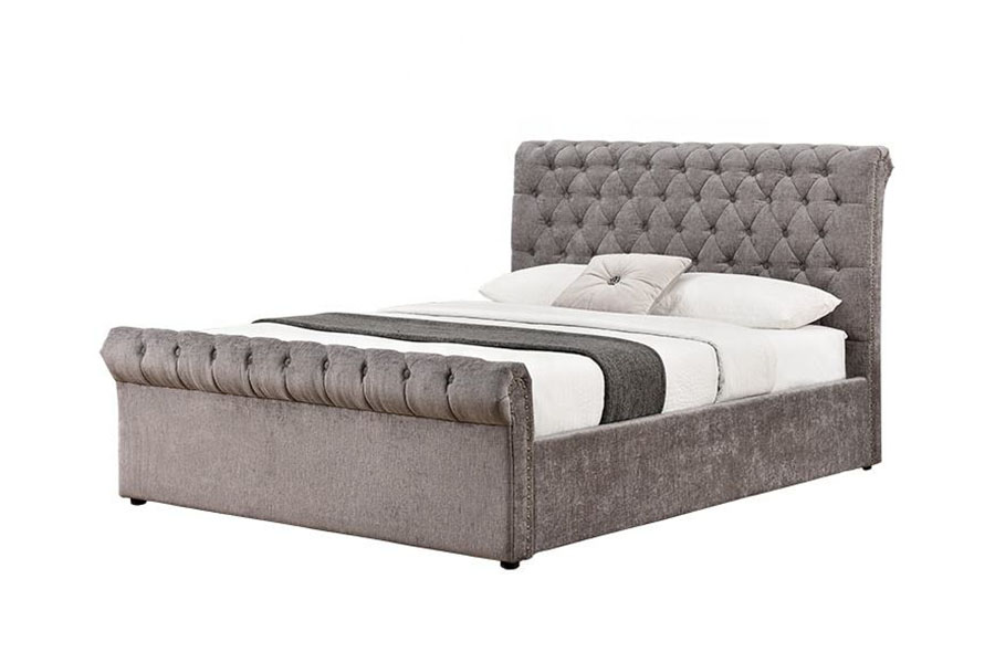 1208G Cadre de lit avec rangement ottoman en velours chenille Chesterfield