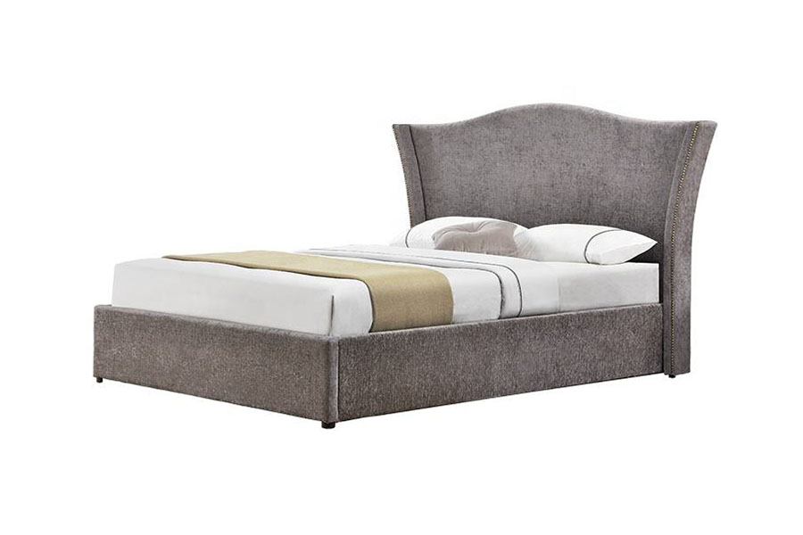 Cadre de lit de rangement avec ascenseur à gaz en tissu de lin à couronne classique 1206G