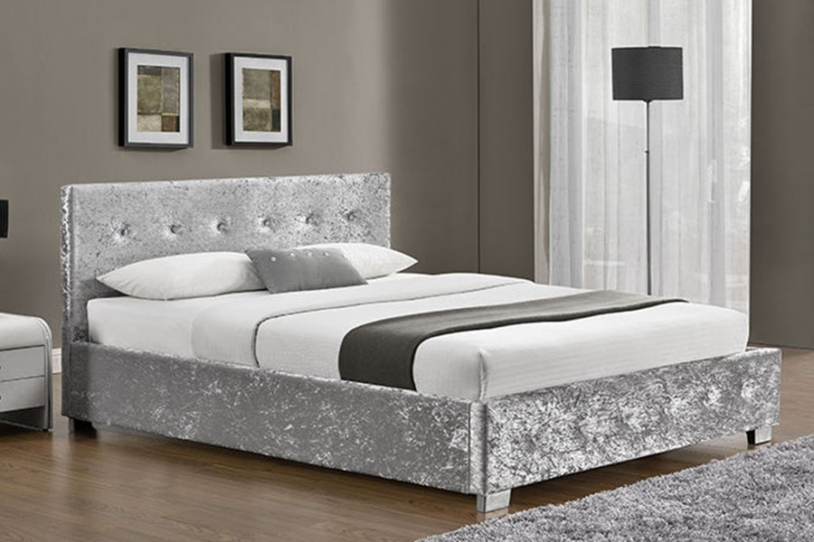 Cadre de lit avec rangement rembourré, ottoman en tissu, très grand format, 1191G