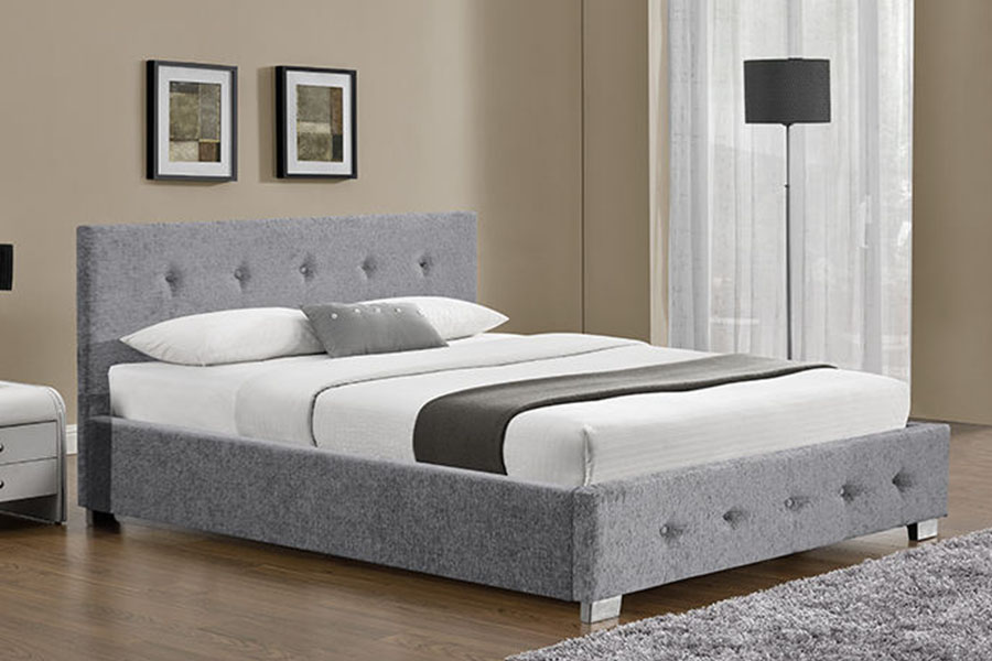 Cadre de lit avec rangement rembourré, ottoman en tissu, très grand format, 1191G