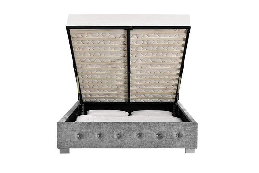 Cadre de lit avec rangement rembourré, ottoman en tissu, très grand format, 1191G