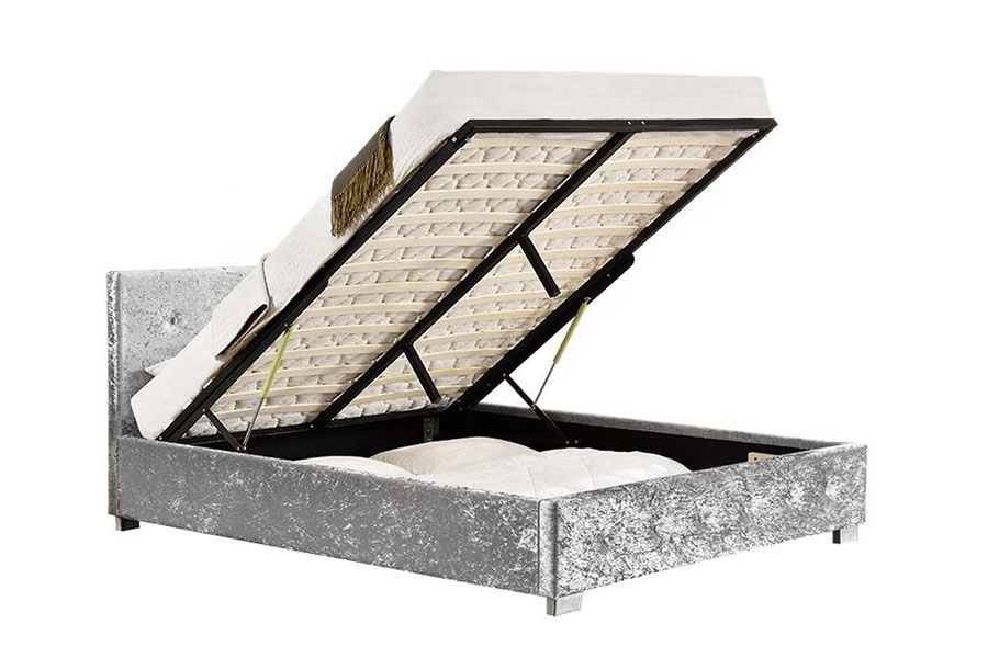 Cadre de lit avec rangement rembourré, ottoman en tissu, très grand format, 1191G
