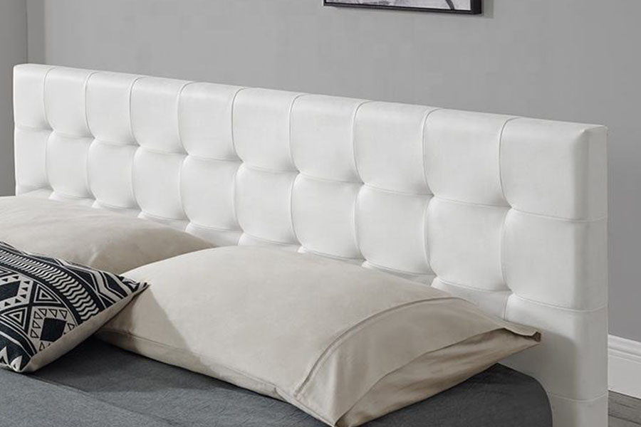 Cadre de lit de rangement rembourré avec repose-pieds d'intérieur en similicuir PU noir 1405G