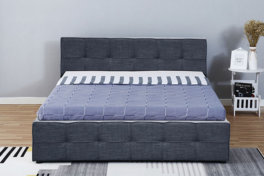 Cadre de lit de rangement ottoman rembourré en tissu avec tête de lit à panneau 1295G