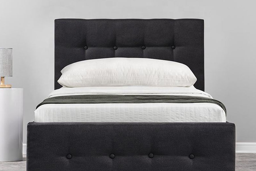Cadre de lit ottoman simple rembourré en bois massif à boutons capitonnés 1286G