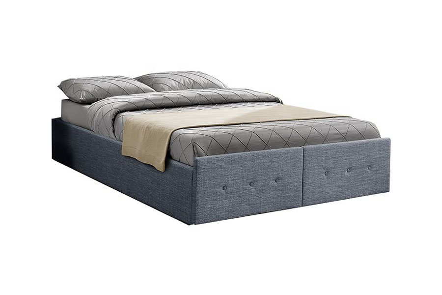 Cadre de lit rembourré avec tiroir de rangement en tissu de style panneau à vérin à gaz 1326DG