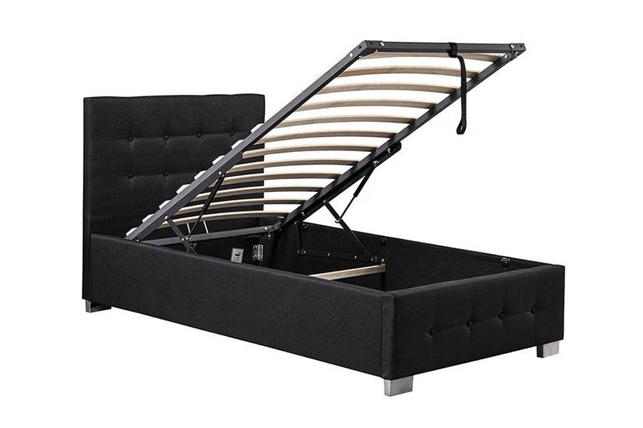 Cadre de lit ottoman simple rembourré en bois massif à boutons capitonnés 1286G