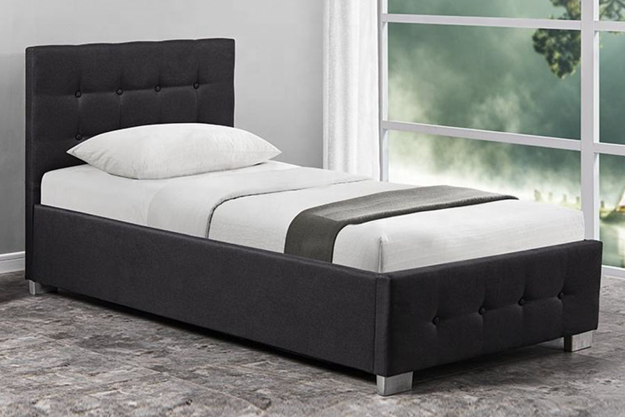 Cadre de lit ottoman simple rembourré en bois massif à boutons capitonnés 1286G
