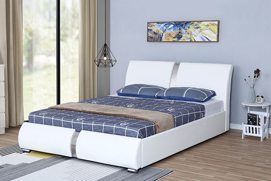Cadre de lit rembourré avec rangement pour chambre à coucher, pouf en similicuir multi-tailles 1285G