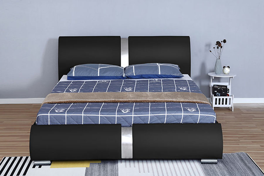 Cadre de lit rembourré avec rangement pour chambre à coucher, pouf en similicuir multi-tailles 1285G