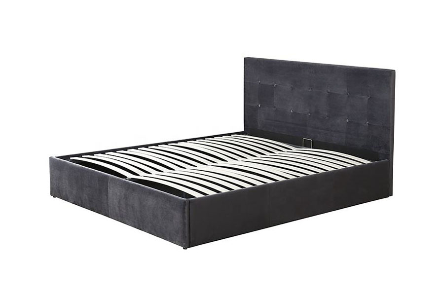 Cadre de lit de rangement en cuir à levage hydraulique, capitonné et peu encombrant, pour grand lit, 1274G