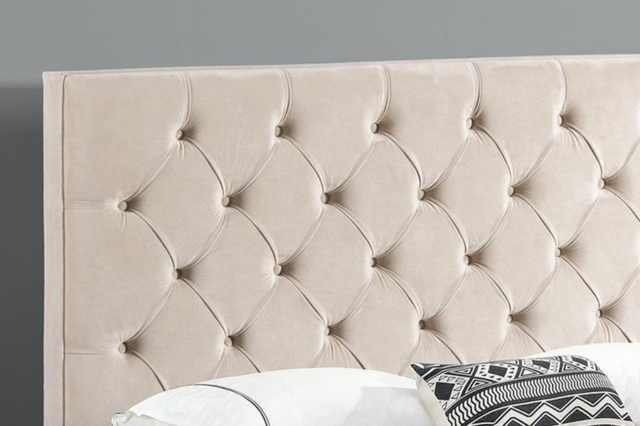 Cadre de lit de rangement rembourré Double Ottoman à tête de lit boutonnée en velours 1250G