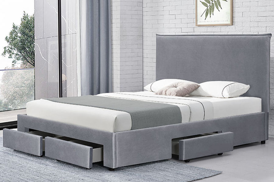 Cadre de lit avec rangement pour grand lit en cuir PU sans ressorts 1243D