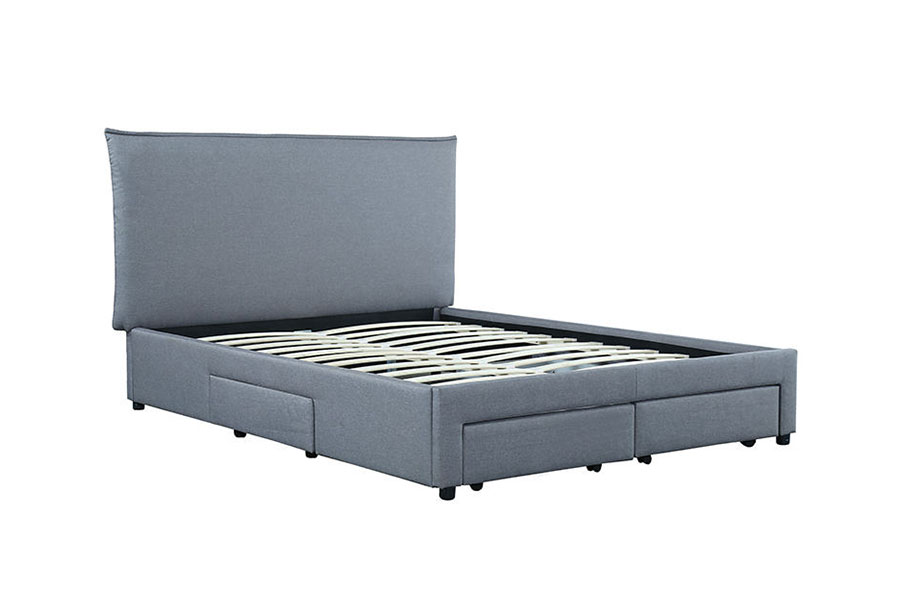 Cadre de lit avec rangement pour grand lit en cuir PU sans ressorts 1243D