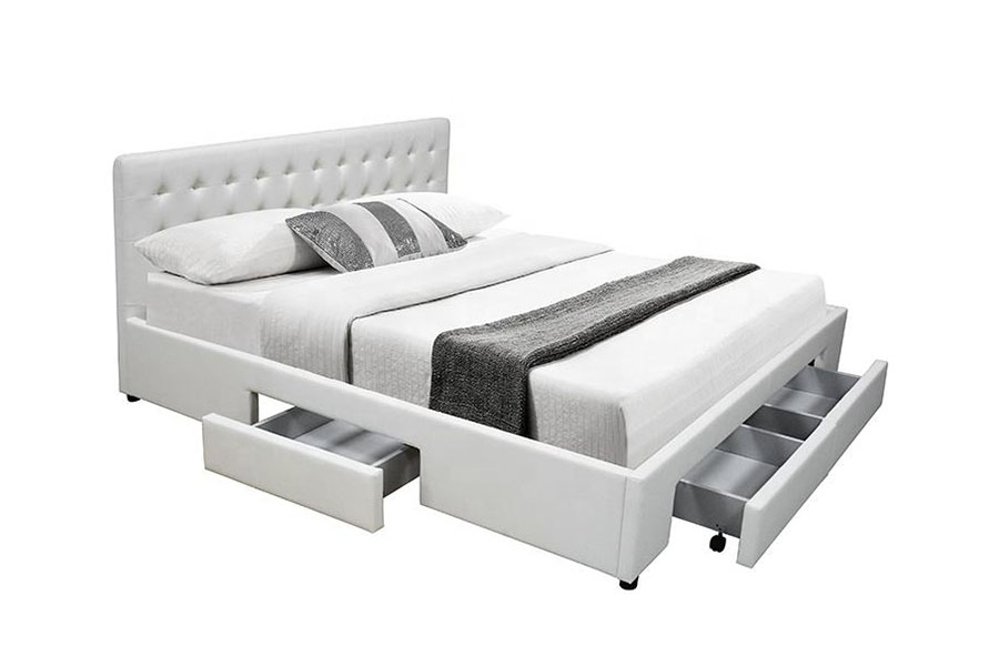 Cadre de lit avec rangement pour grand lit en cuir PU sans ressorts 1243D